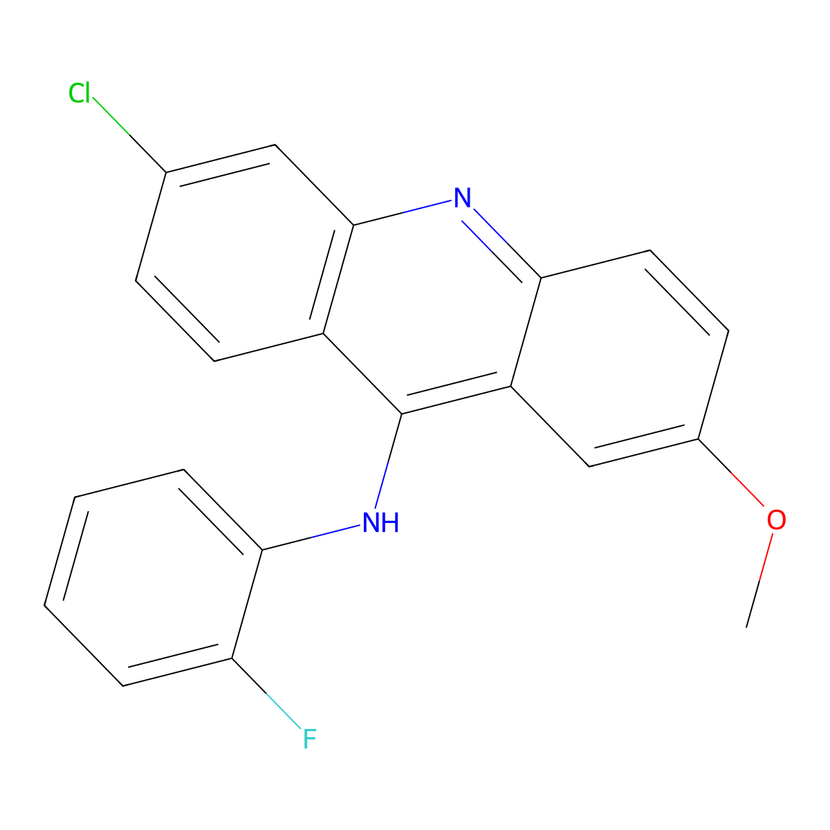 6-chloro-N-(2-fluorophenyl)-2-methoxyacridin-9-amine molecular structure, CAS 1312923-77-5
