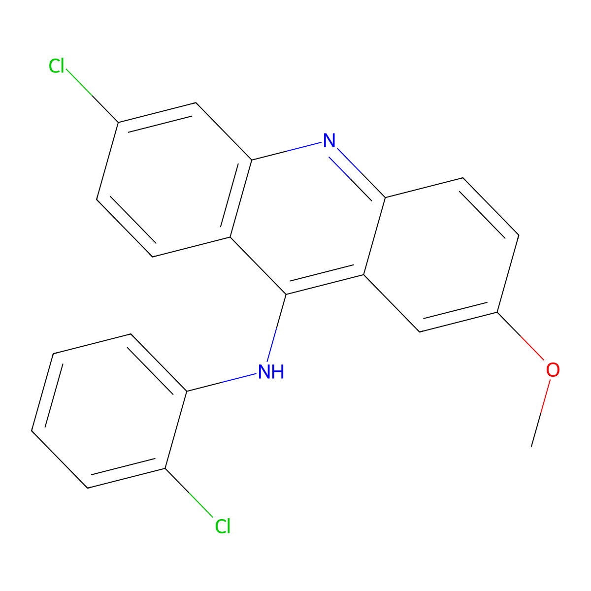 6-chloro-N-(2-chlorophenyl)-2-methoxyacridin-9-amine molecular structure, CAS 1312923-78-6