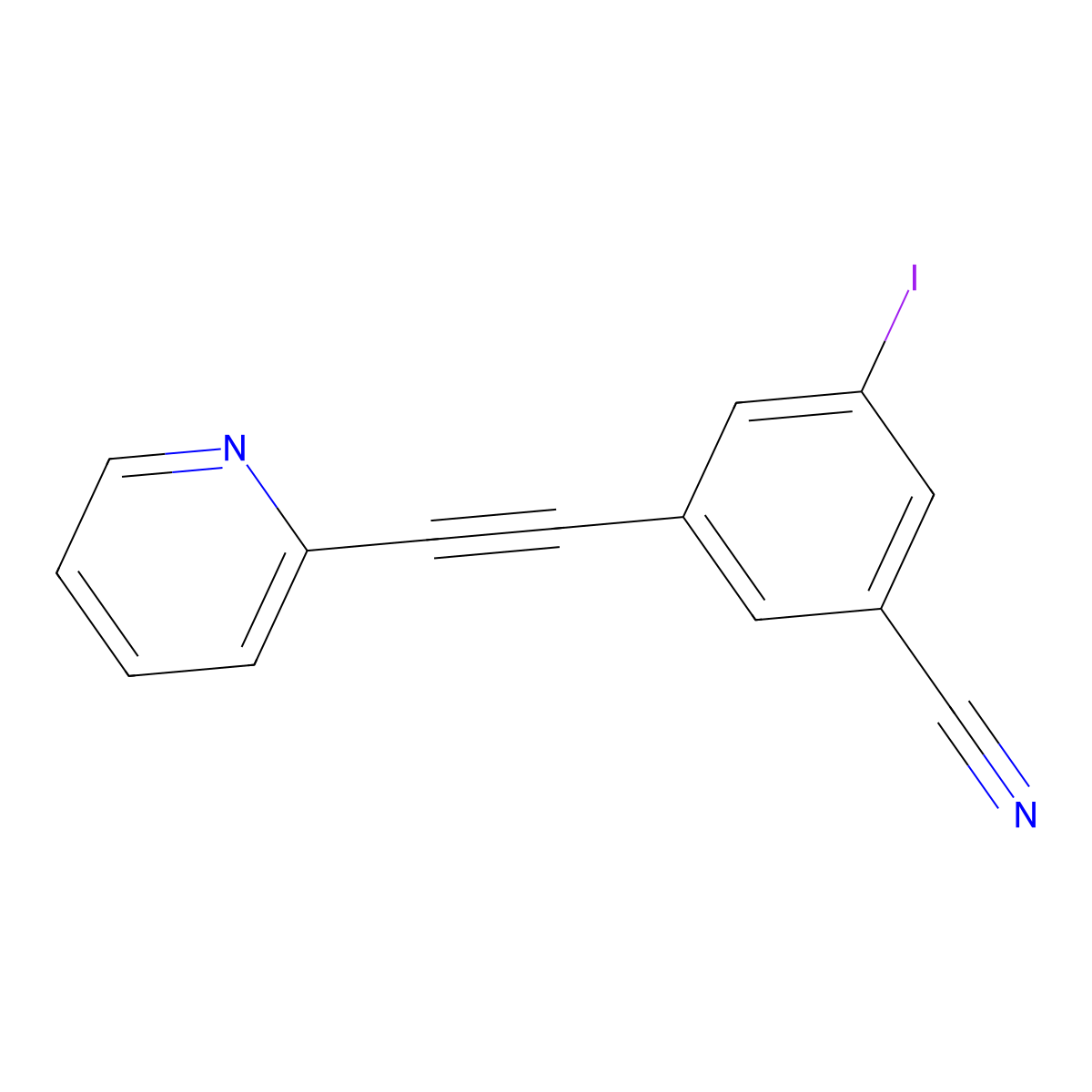 3-Iodo-5-(pyridin-2-ylethynyl)benzonitrile molecular structure, CAS 1312924-02-9
