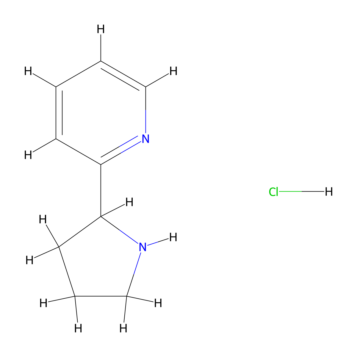 2-(pyrrolidin-2-yl)pyridine Hydrochloride molecular structure, CAS 1312929-35-3