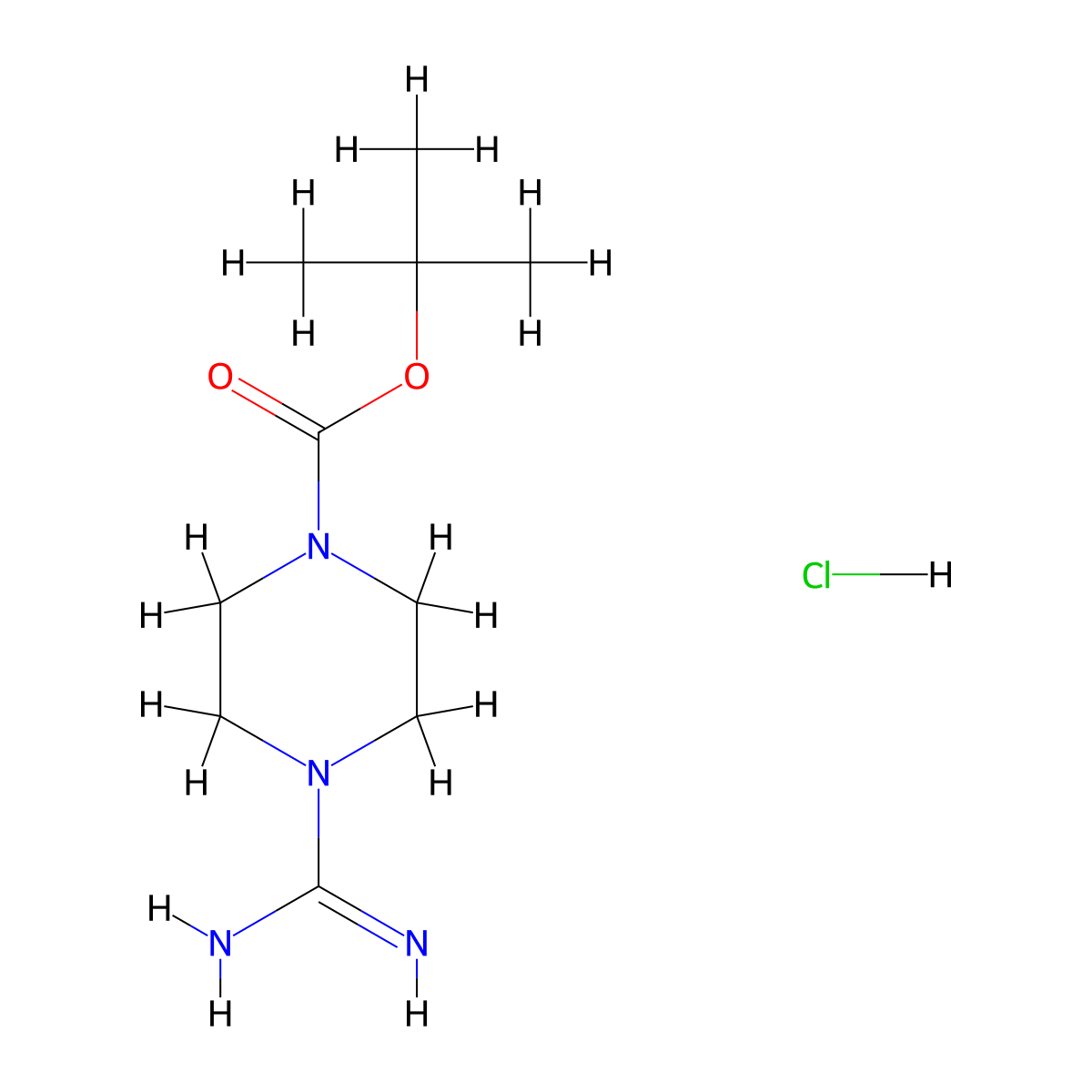 Tert-butyl 4-carbamimidoylpiperazine-1-carboxylate hydrochloride molecular structure, CAS 1312935-03-7