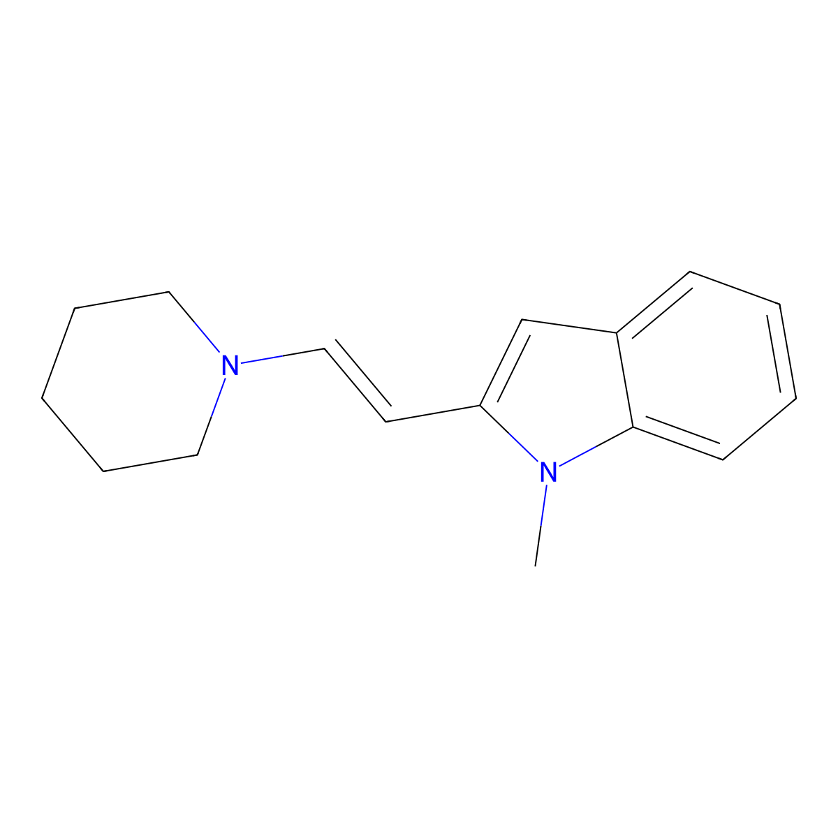 1-Methyl-2-(2-piperidin-1-ylethenyl)indole molecular structure, CAS 1312937-76-0