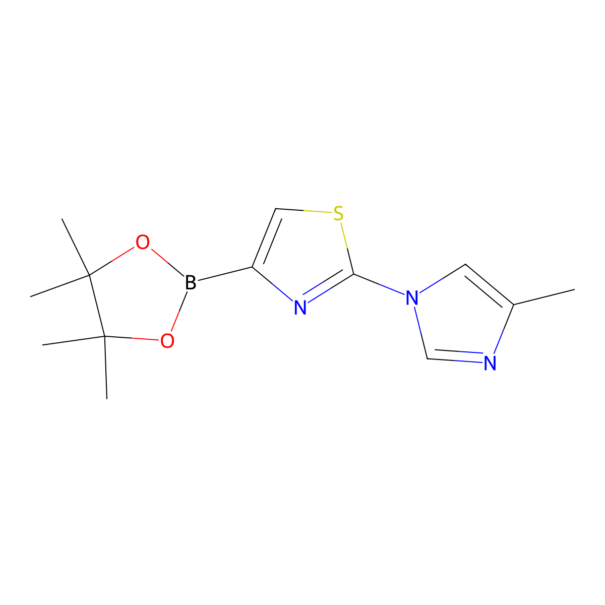 2-(4-Methylimidazol-1-yl)-4-(4,4,5,5-tetramethyl-1,3,2-dioxaborolan-2-yl)-1,3-thiazole molecular structure, CAS 1312942-10-1
