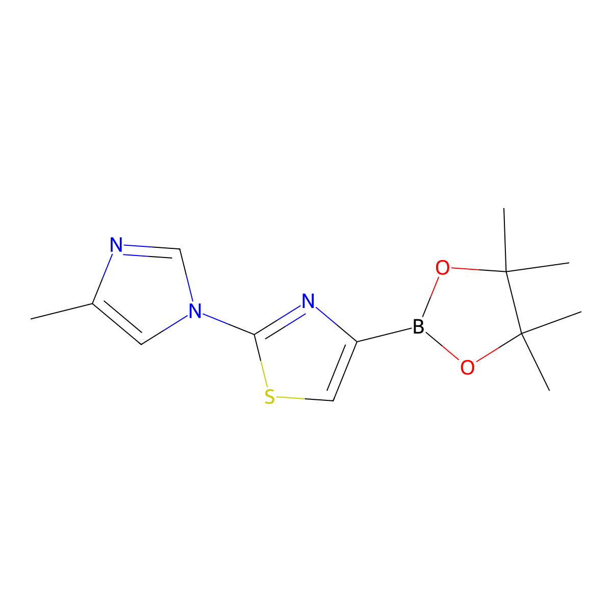2-(4-Methylimidazol-1-yl)-4-(4,4,5,5-tetramethyl-1,3,2-dioxaborolan-2-yl)-1,3-thiazole molecular structure, CAS 1312942-10-1