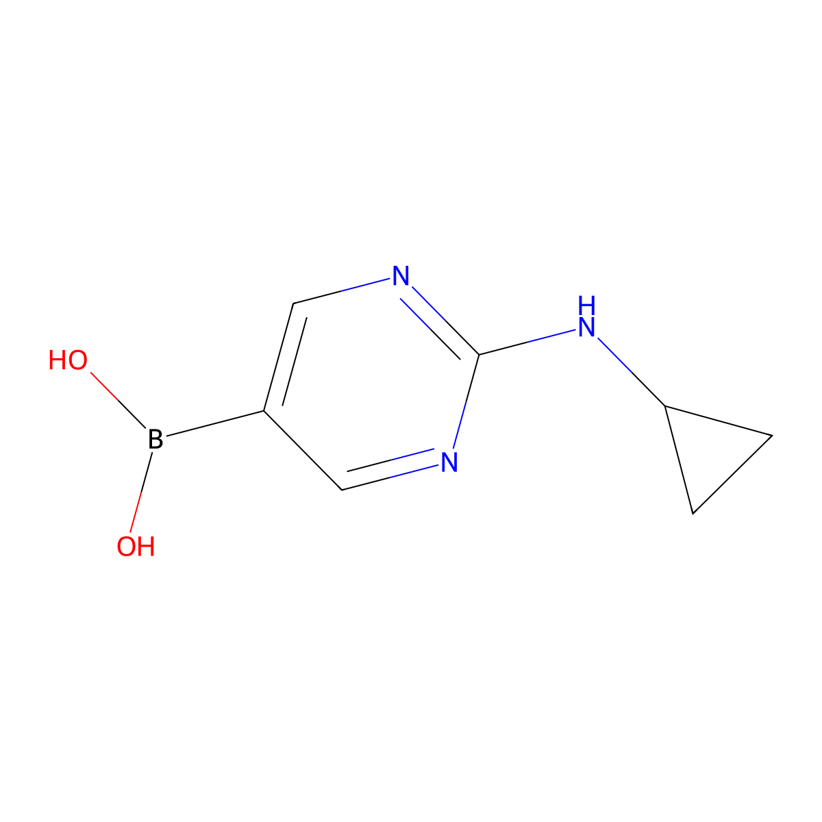 (2-(Cyclopropylamino)pyrimidin-5-yl)boronic acid molecular structure, CAS 1312942-14-5