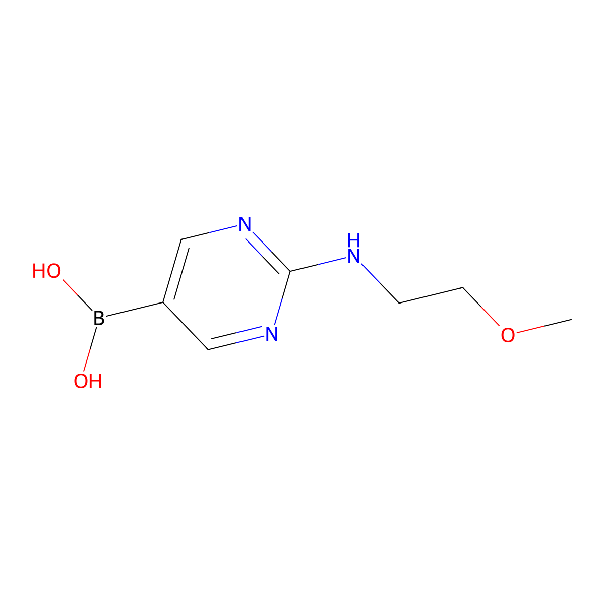 (2-((2-Methoxyethyl)amino)pyrimidin-5-yl)boronic acid molecular structure, CAS 1312942-15-6