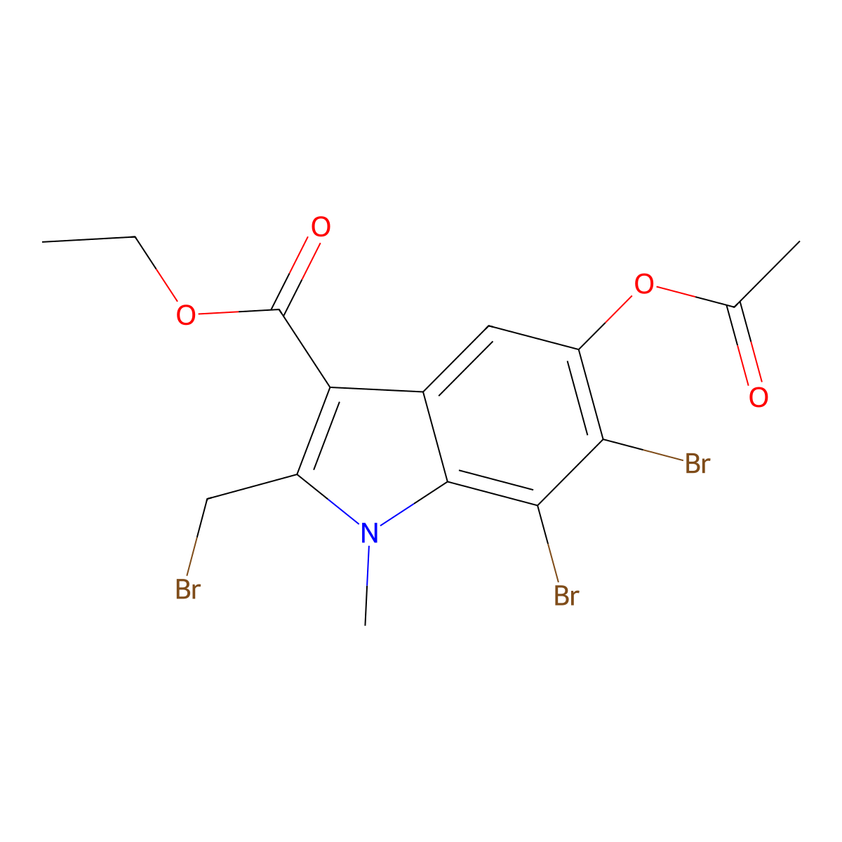 Ethyl 5-acetoxy-6,7-dibromo-2-(bromomethyl)-1-methyl-1H-indole-3-carboxylate molecular structure, CAS 1312943-26-2