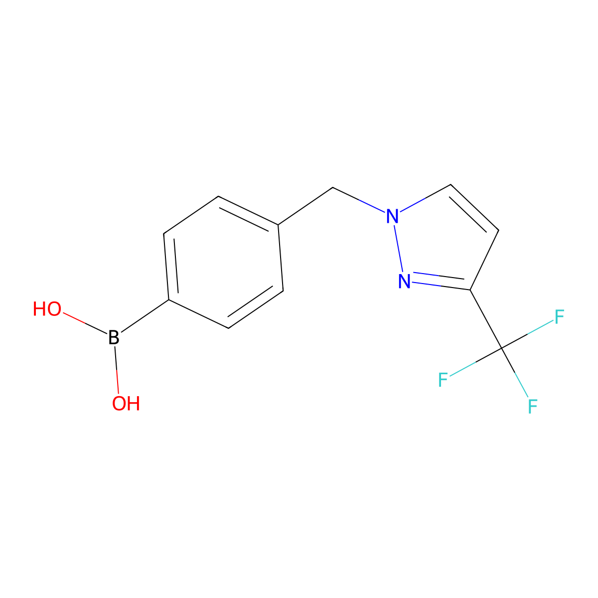 (4-{[3-(trifluoromethyl)-1H-pyrazol-1-yl]methyl}phenyl)boronic acid molecular structure, CAS 1312943-75-1