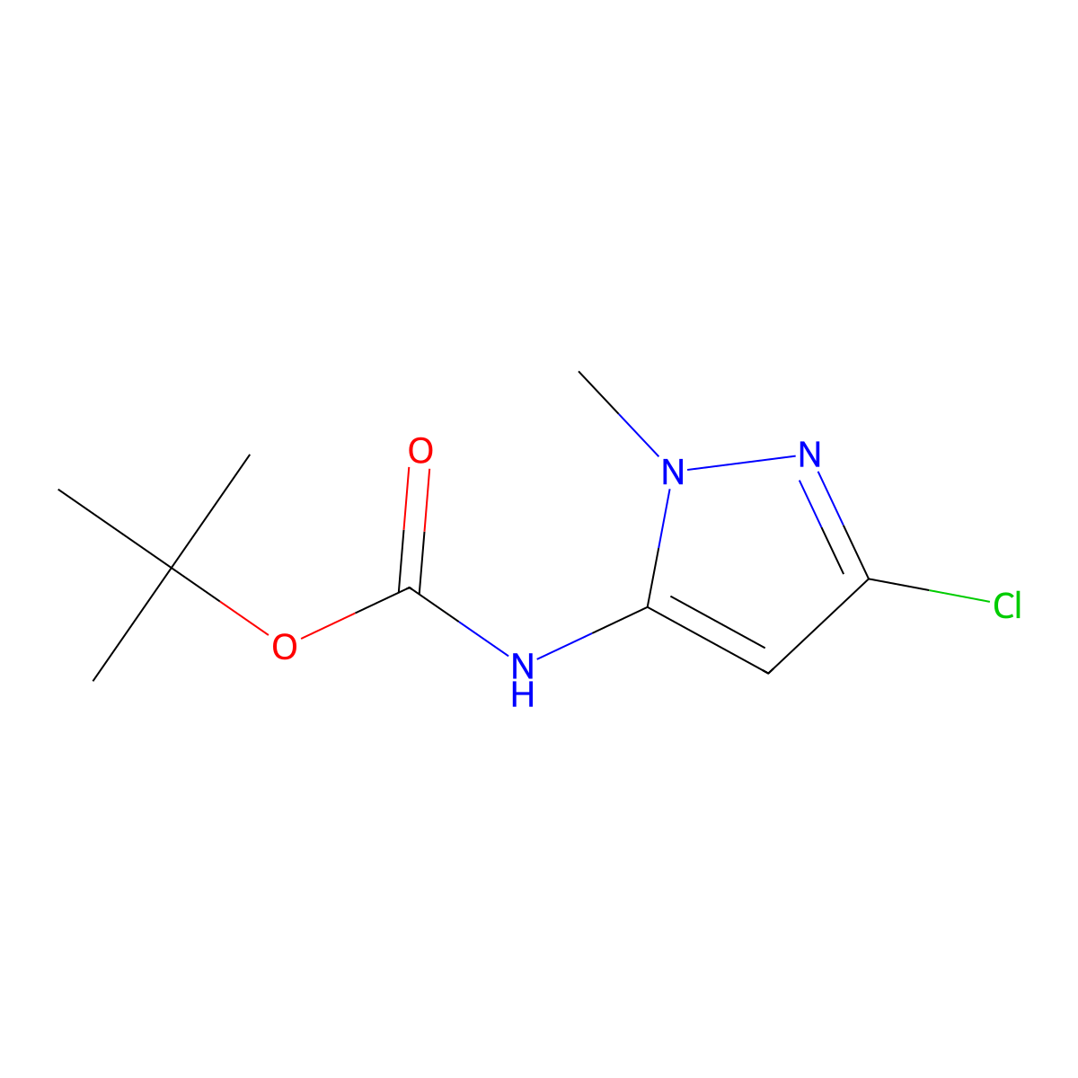 5-(Boc-amino)-3-chloro-1-methyl-1H-pyrazole molecular structure, CAS 1312949-21-5