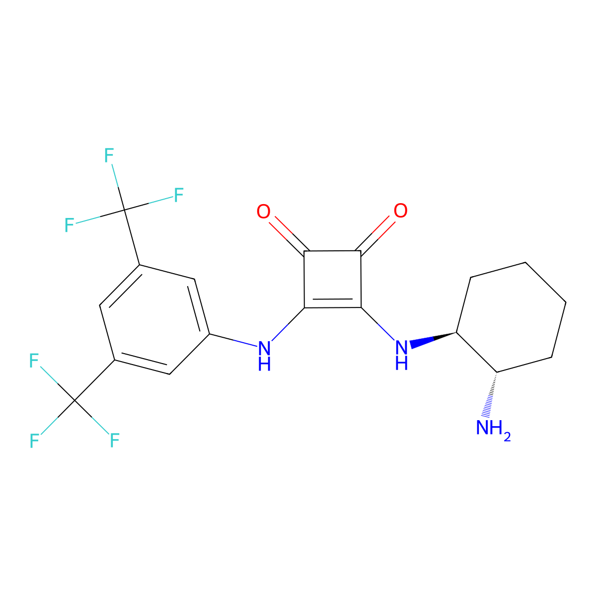 3-[(1S,2S)-2-Aminocyclohexylamino]-4-[3,5-bis(trifluoromethyl)phenylamino]cyclobut-3-ene-1,2-dione molecular structure, CAS 1312991-12-0
