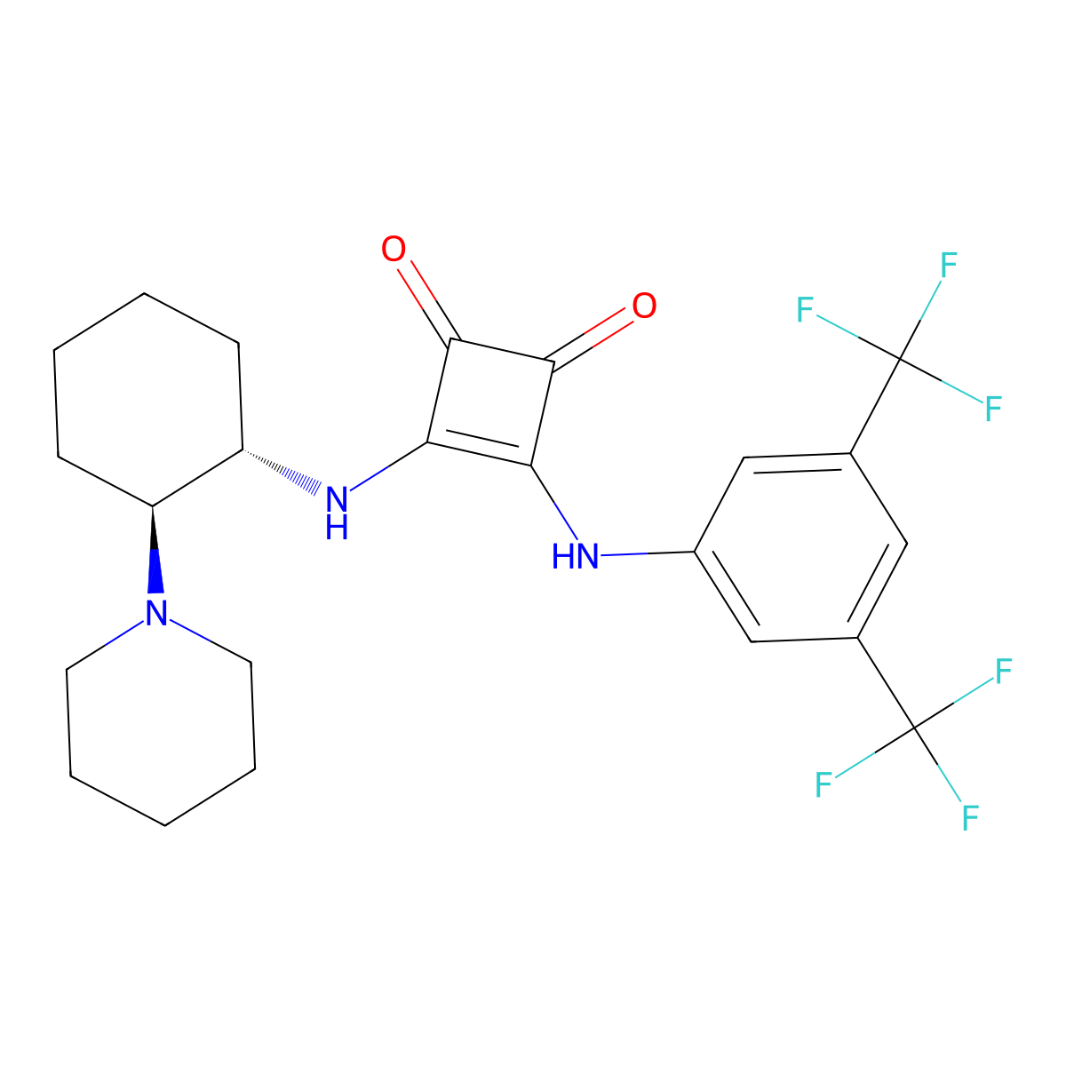 3-((3,5-Bis(trifluoromethyl)phenyl)amino)-4-(((1S,2S)-2-(piperidin-1-yl)cyclohexyl)amino)cyclobut-3-ene-1,2-dione molecular structure, CAS 1312991-15-3