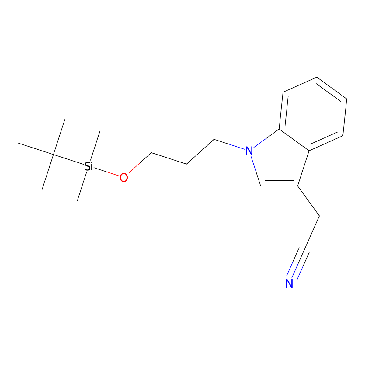 2-{1-[3-(t-Butyldimethylsilyloxy)propyl]indole-3-yl}acetonitrile molecular structure, CAS 1312995-87-1