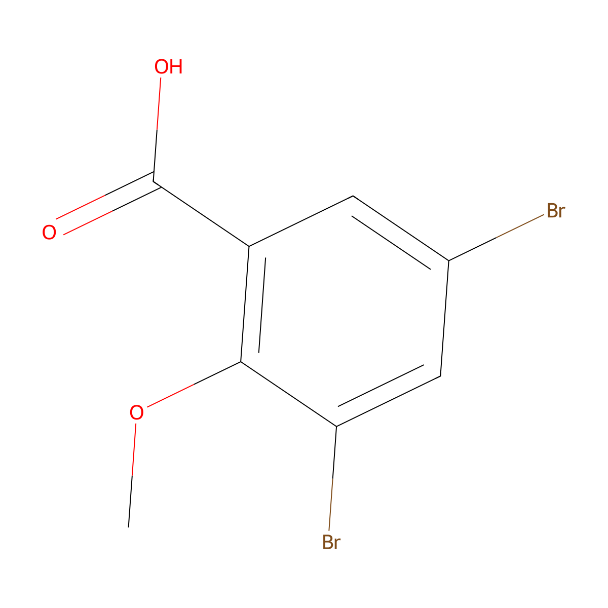3,5-Dibromo-2-methoxybenzoic acid molecular structure, CAS 13130-23-9