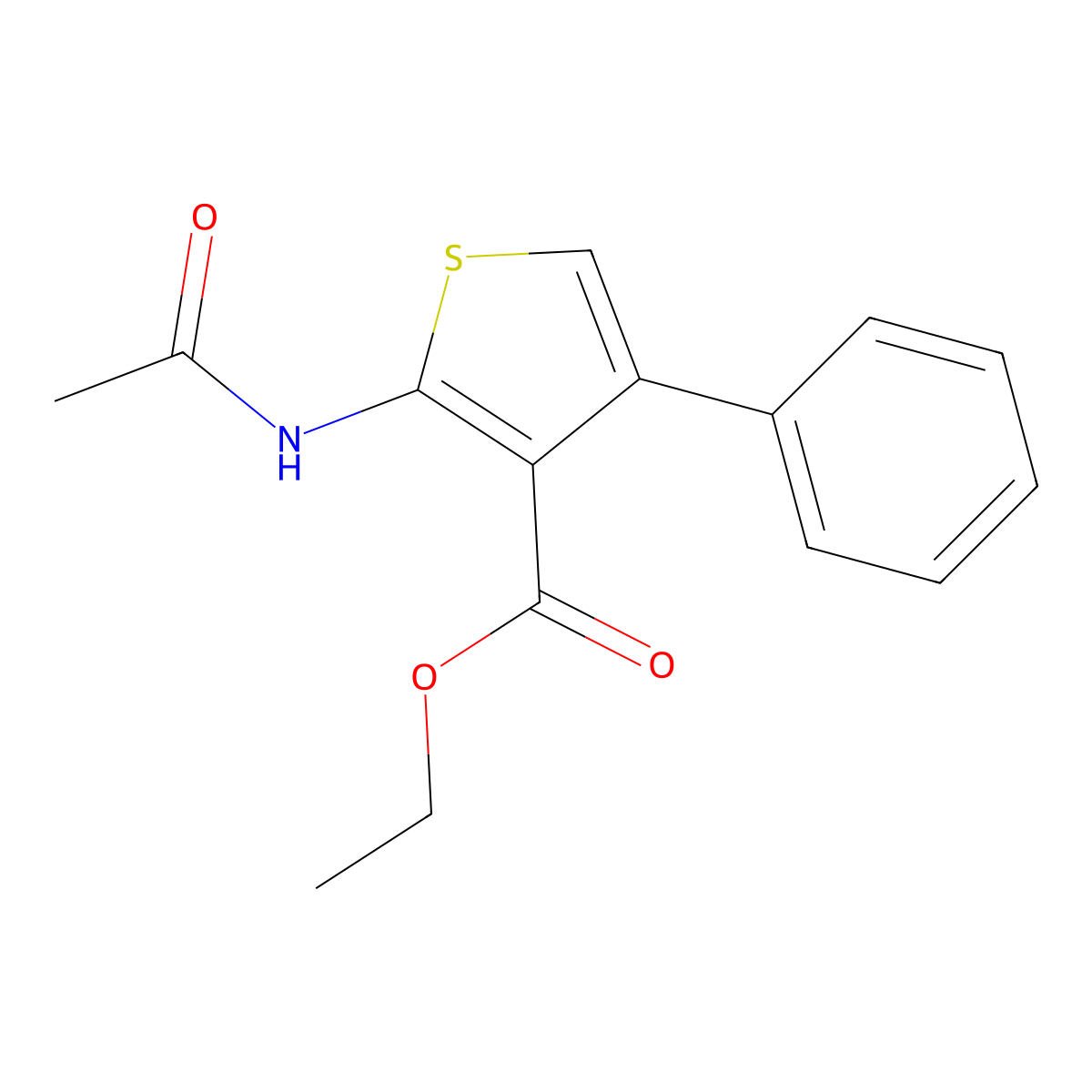 Ethyl 2-acetamido-4-phenylthiophene-3-carboxylate molecular structure, CAS 13130-37-5