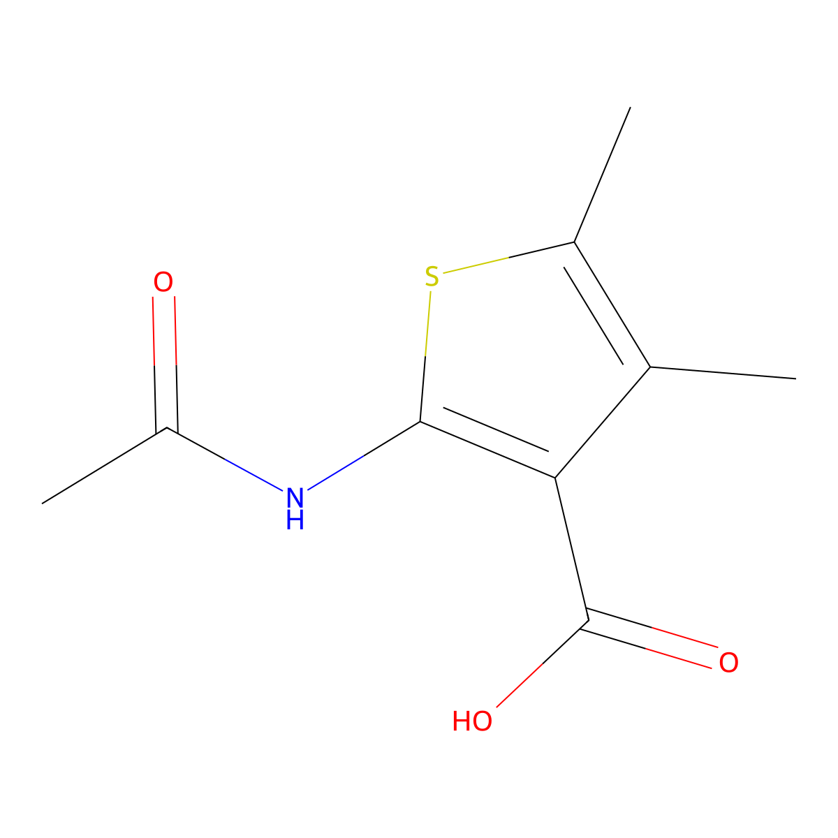 2-Acetamido-4,5-dimethylthiophene-3-carboxylic acid molecular structure, CAS 13130-40-0