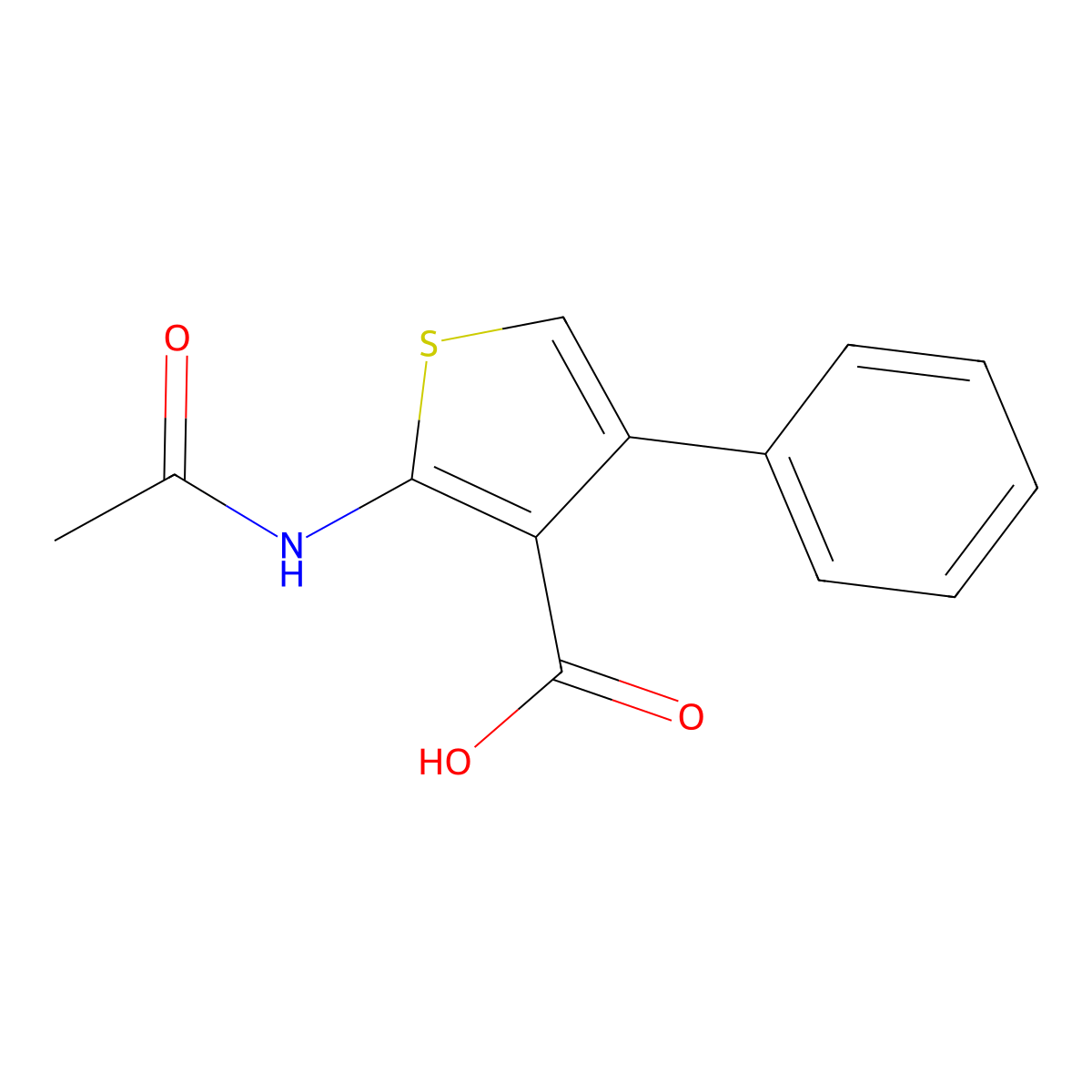 2-Acetamido-4-phenylthiophene-3-carboxylic acid molecular structure, CAS 13130-41-1
