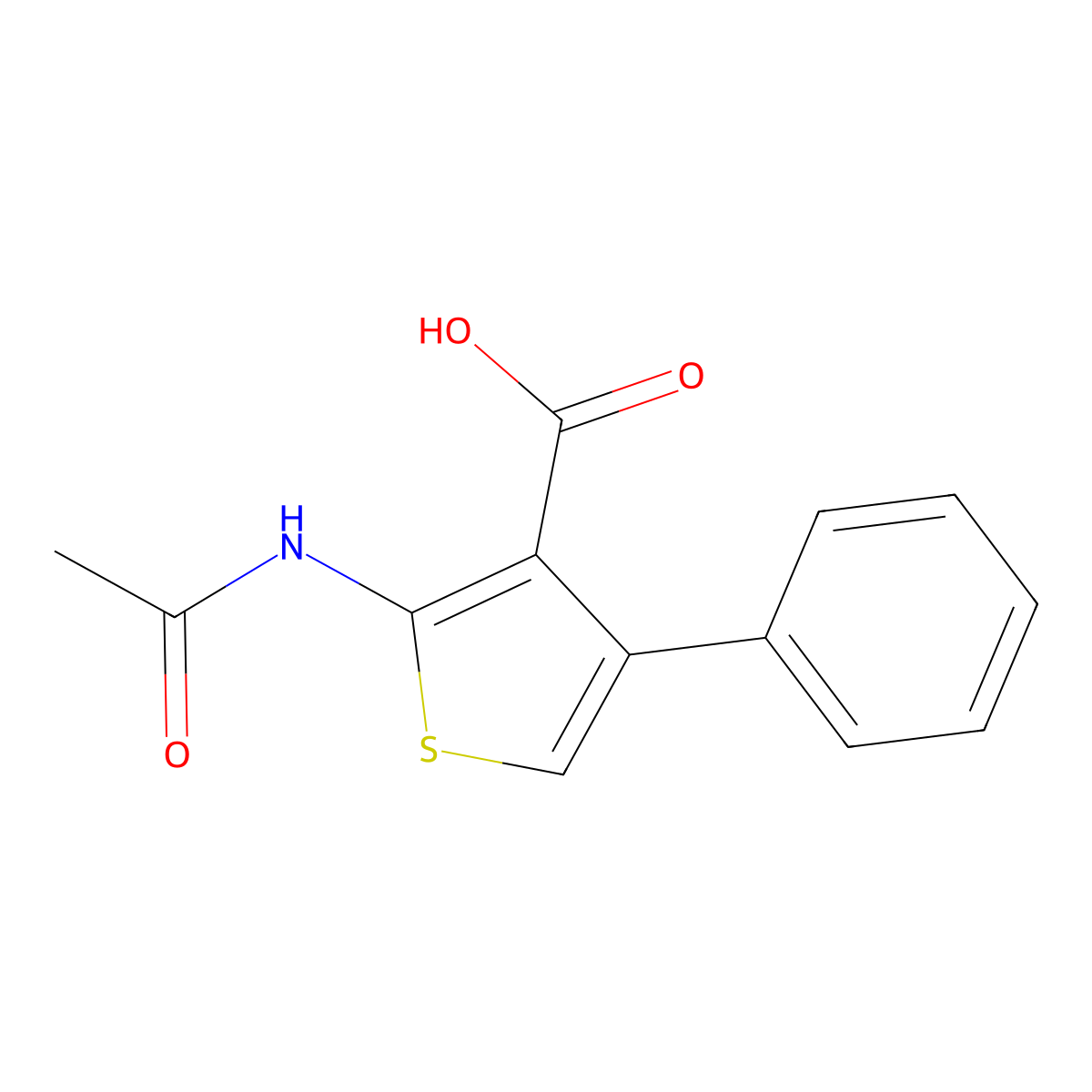2-Acetamido-4-phenylthiophene-3-carboxylic acid molecular structure, CAS 13130-41-1