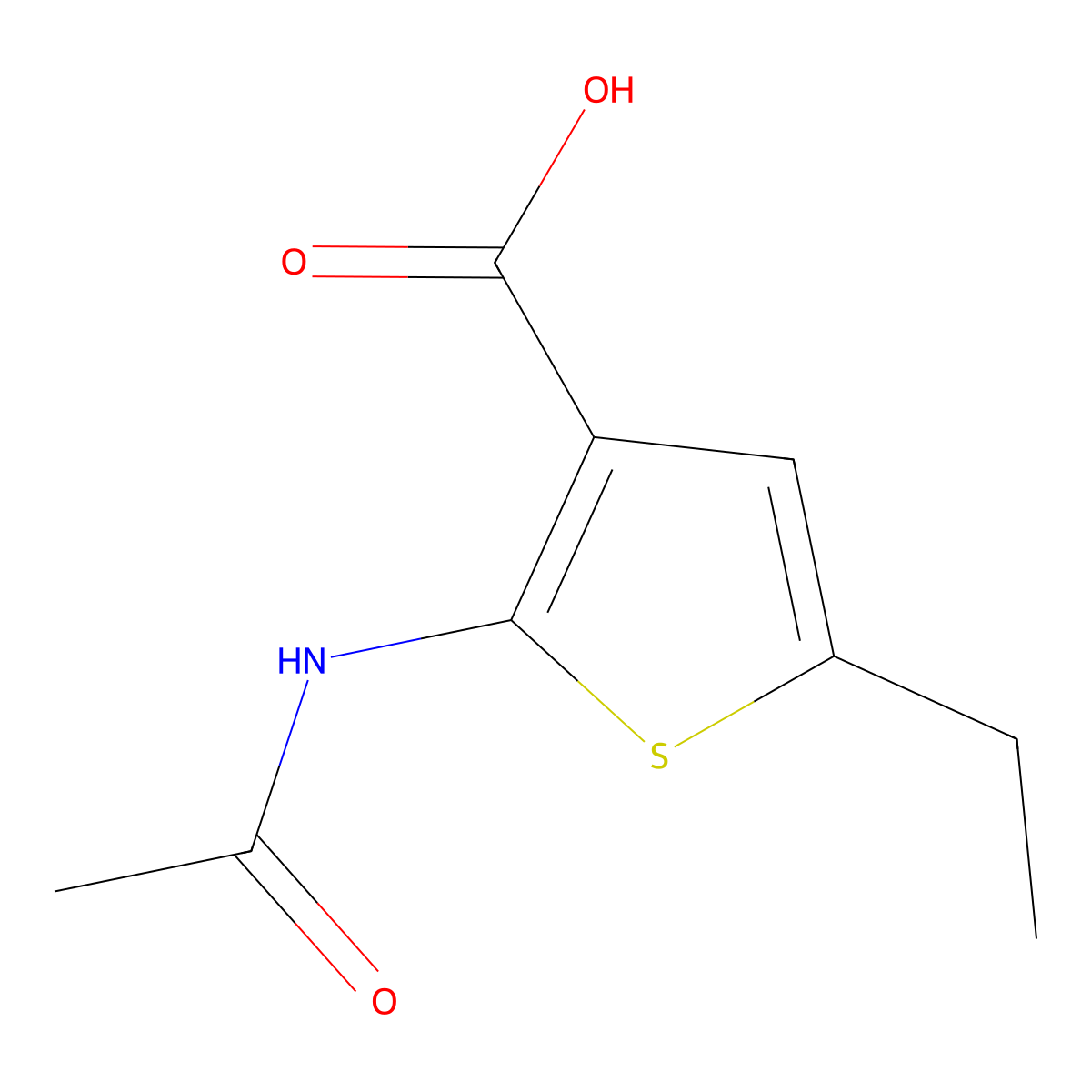 2-Acetamido-5-ethylthiophene-3-carboxylic acid molecular structure, CAS 13130-42-2