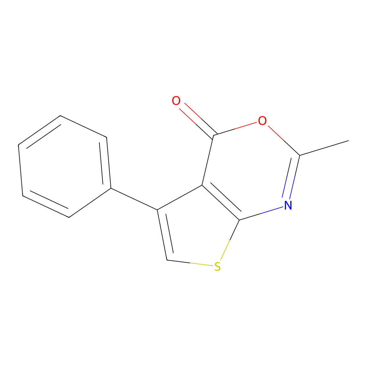 2-methyl-5-phenyl-4H-thieno[2,3-d][1,3]oxazin-4-one molecular structure, CAS 13130-45-5