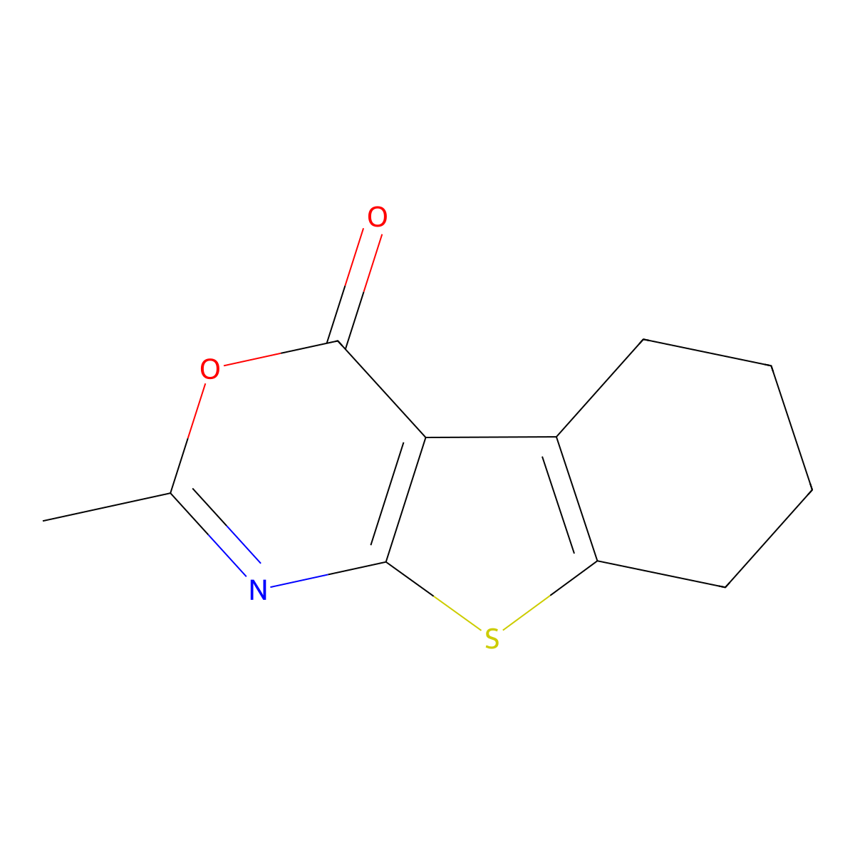 5-Methyl-4-oxa-8-thia-6-azatricyclo[7.4.0.0,2,7]trideca-1(9),2(7),5-trien-3-one molecular structure, CAS 13130-47-7