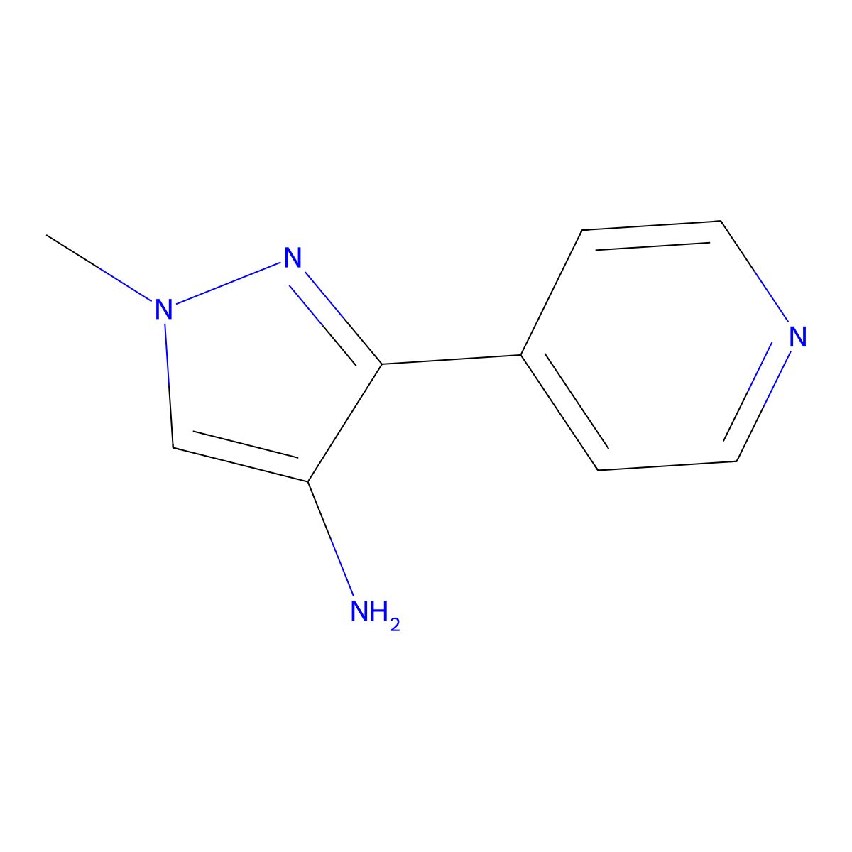 1-methyl-3-(pyridin-4-yl)-1H-pyrazol-4-amine molecular structure, CAS 1313013-53-4