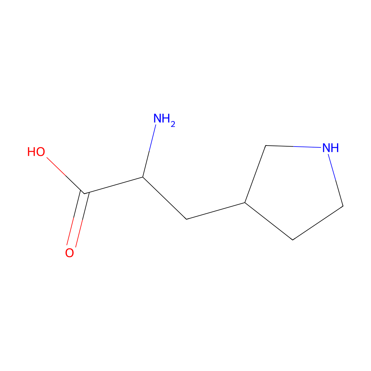2-Amino-3-(pyrrolidin-3-yl)propanoic acid molecular structure, CAS 1313016-75-9