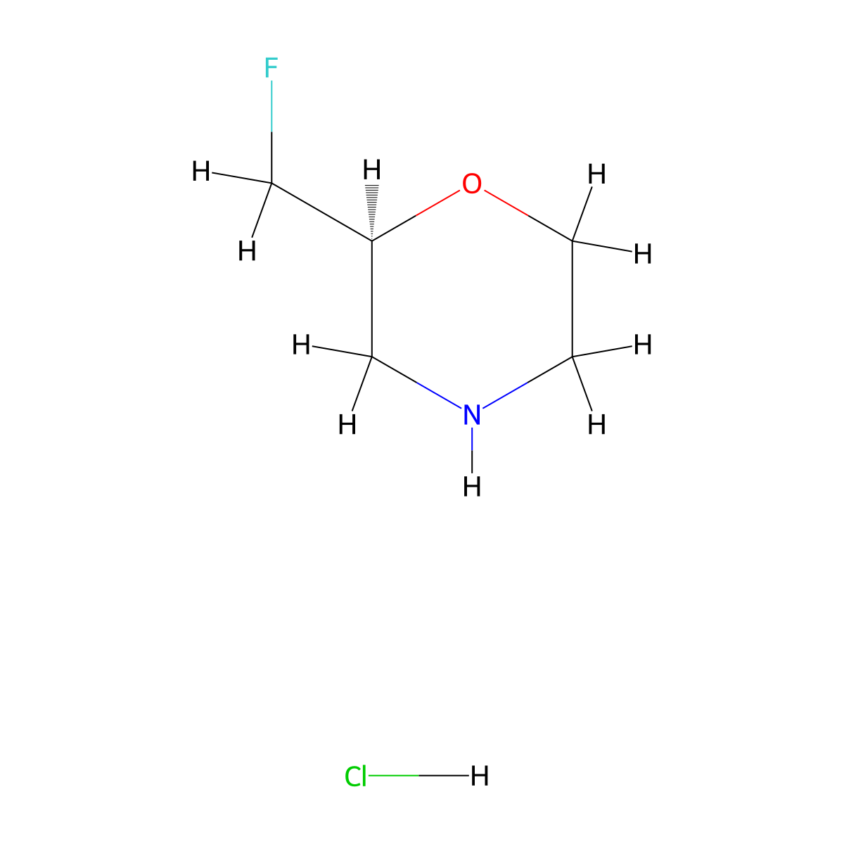 (2S)-2-(fluoromethyl)morpholine hydrochloride molecular structure, CAS 1313019-03-2