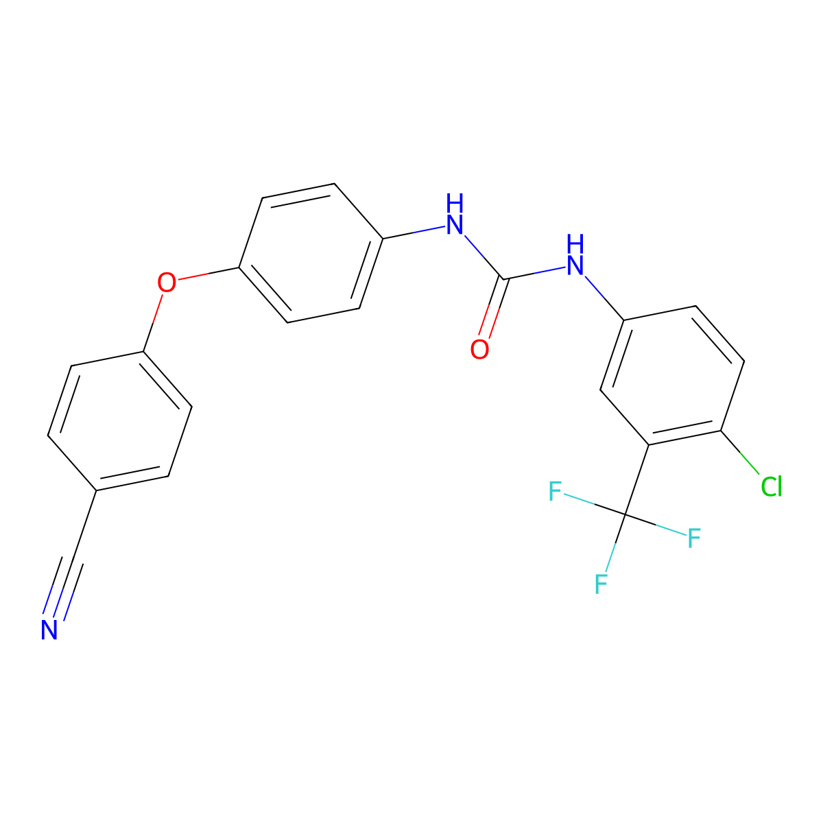 1-(4-Chloro-3-(trifluoromethyl)phenyl)-3-(4-(4-cyanophenoxy)phenyl)urea molecular structure, CAS 1313019-65-6
