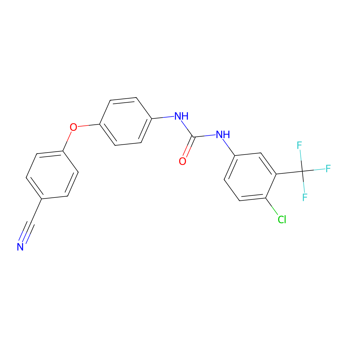 1-(4-Chloro-3-(trifluoromethyl)phenyl)-3-(4-(4-cyanophenoxy)phenyl)urea molecular structure, CAS 1313019-65-6