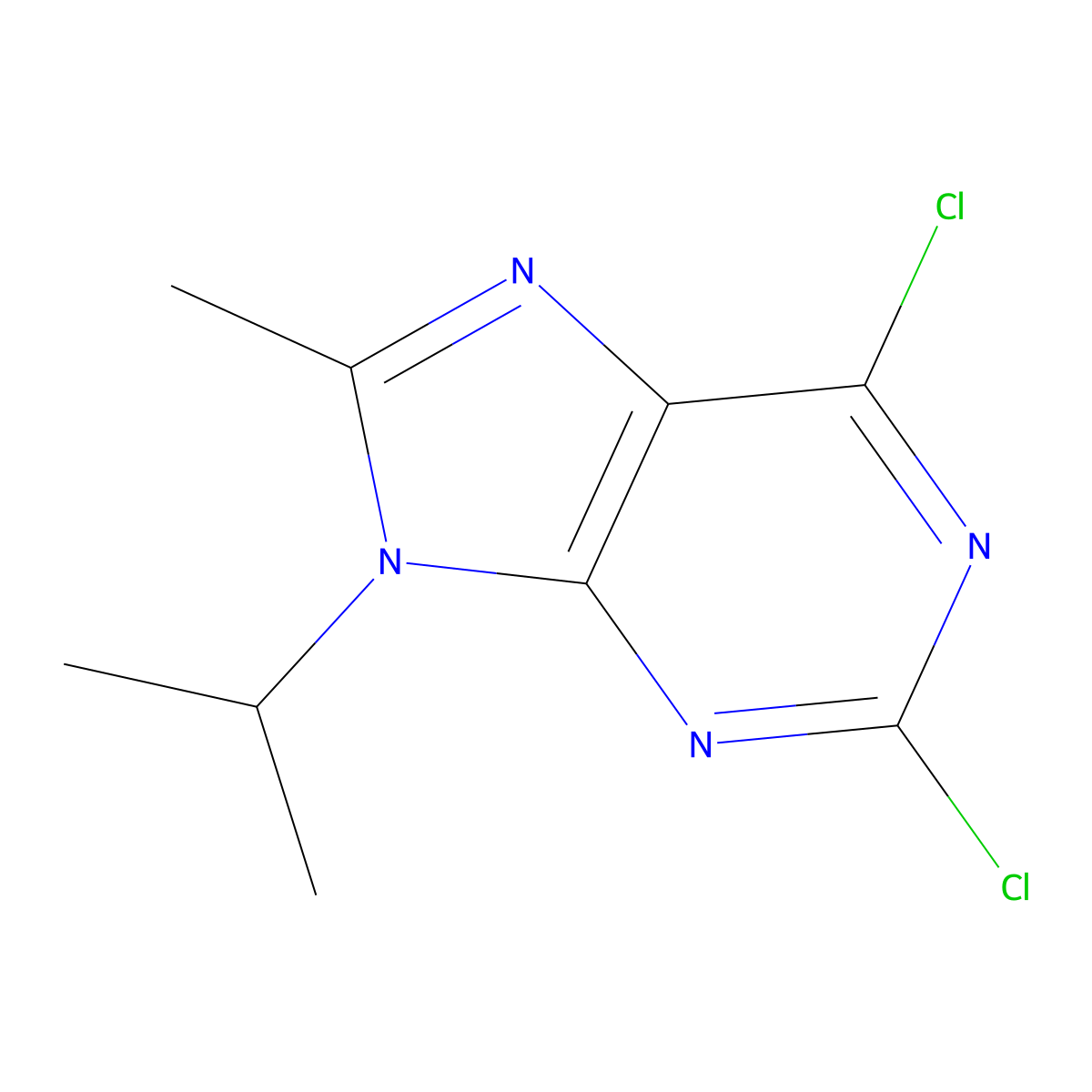2,6-Dichloro-9-isopropyl-8-methyl-9H-purine molecular structure, CAS 1313026-86-6