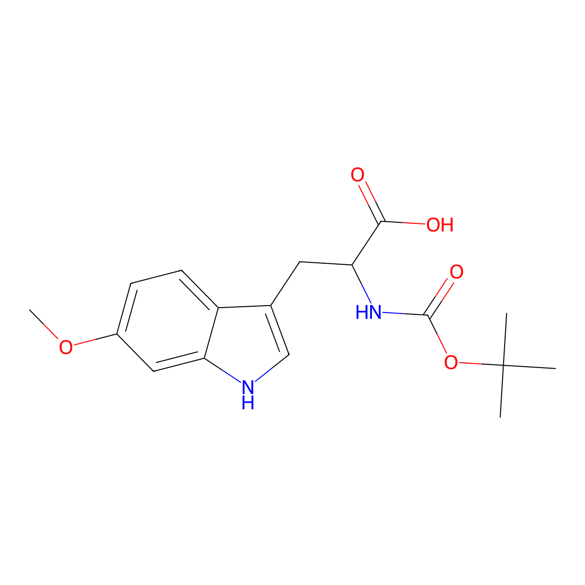 2-((tert-Butoxycarbonyl)amino)-3-(6-methoxy-1H-indol-3-yl)propanoic acid molecular structure, CAS 1313032-93-7