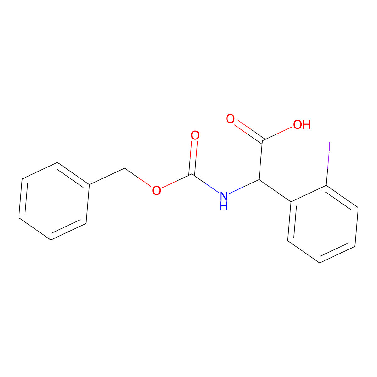 2-{[(Benzyloxy)carbonyl]amino}-2-(2-iodophenyl)acetic acid molecular structure, CAS 1313032-98-2