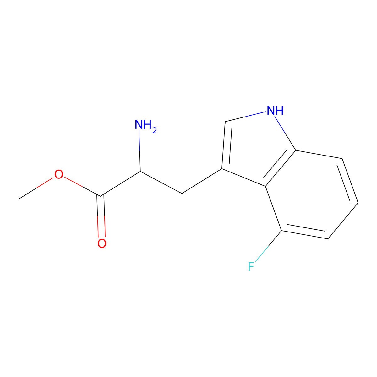 methyl 2-amino-3-(4-fluoro-1H-indol-3-yl)propanoate molecular structure, CAS 1313033-01-0