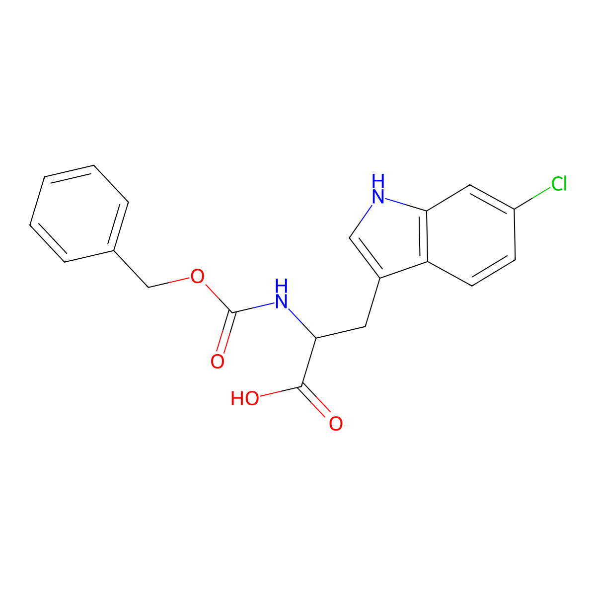 2-{[(benzyloxy)carbonyl]amino}-3-(6-chloro-1H-indol-3-yl)propanoic acid molecular structure, CAS 1313033-05-4