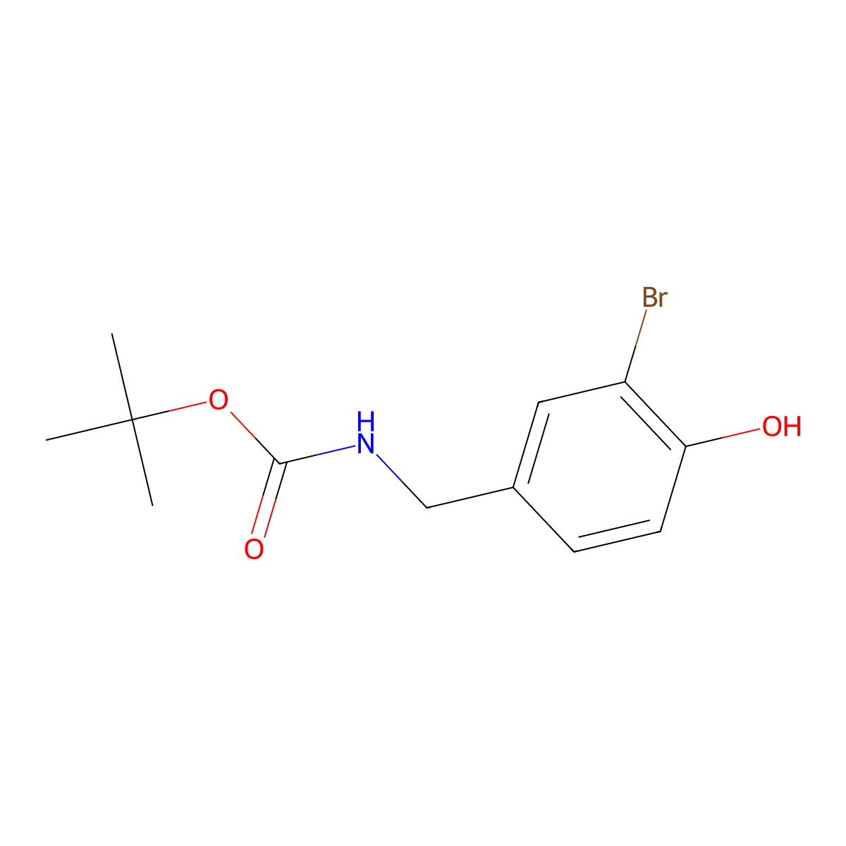 tert-butyl N-[(3-bromo-4-hydroxyphenyl)methyl]carbamate molecular structure, CAS 1313042-26-0