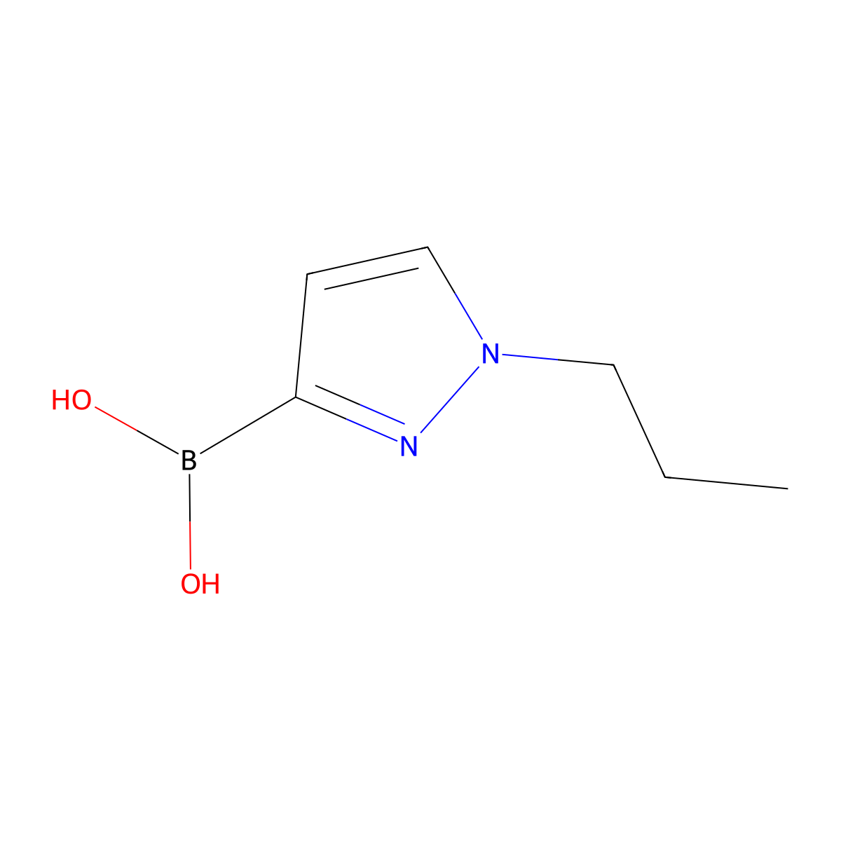 (1-propyl-1H-pyrazol-3-yl)boronic acid molecular structure, CAS 1313044-94-8