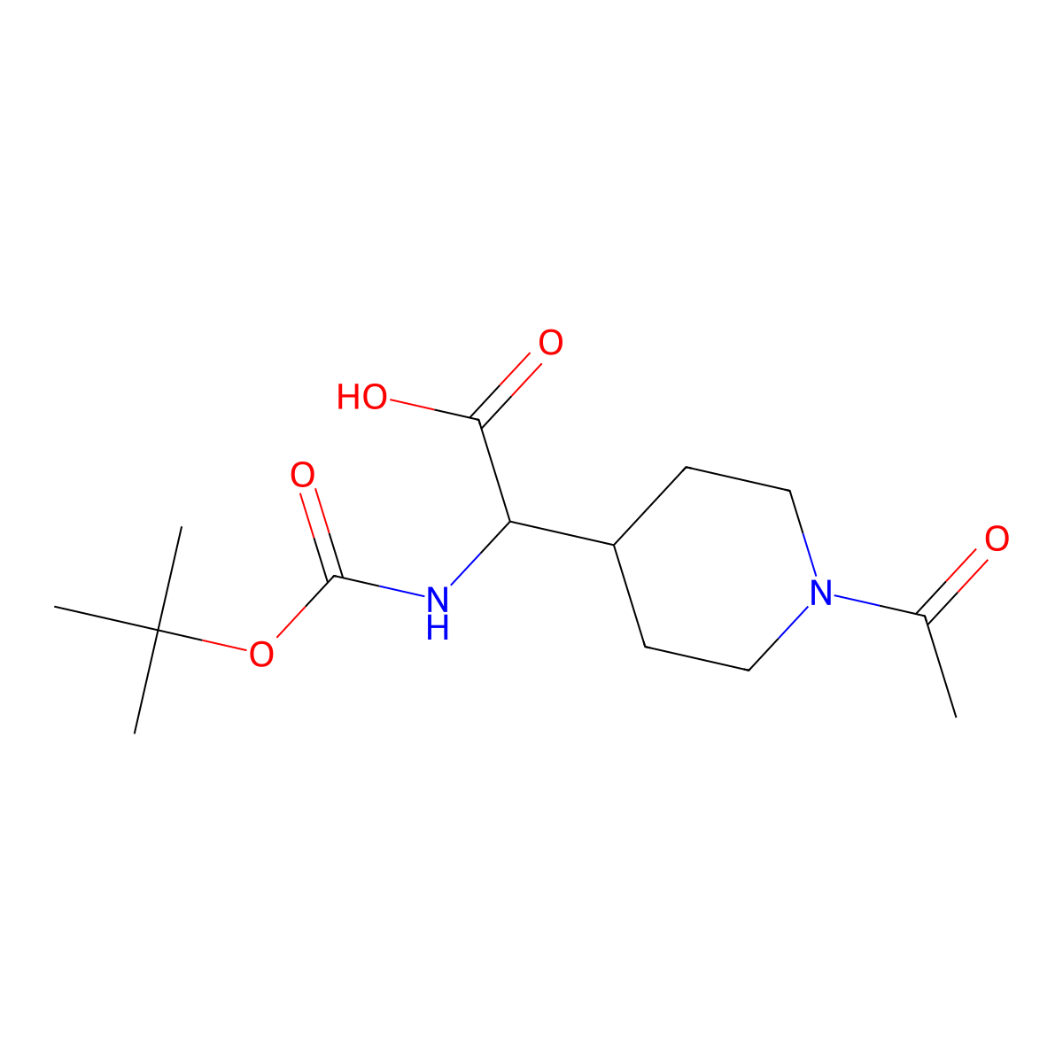 (2S)-2-(1-Acetyl-4-piperidyl)-2-(tert-butoxycarbonylamino)acetic acid molecular structure, CAS 1313053-58-5