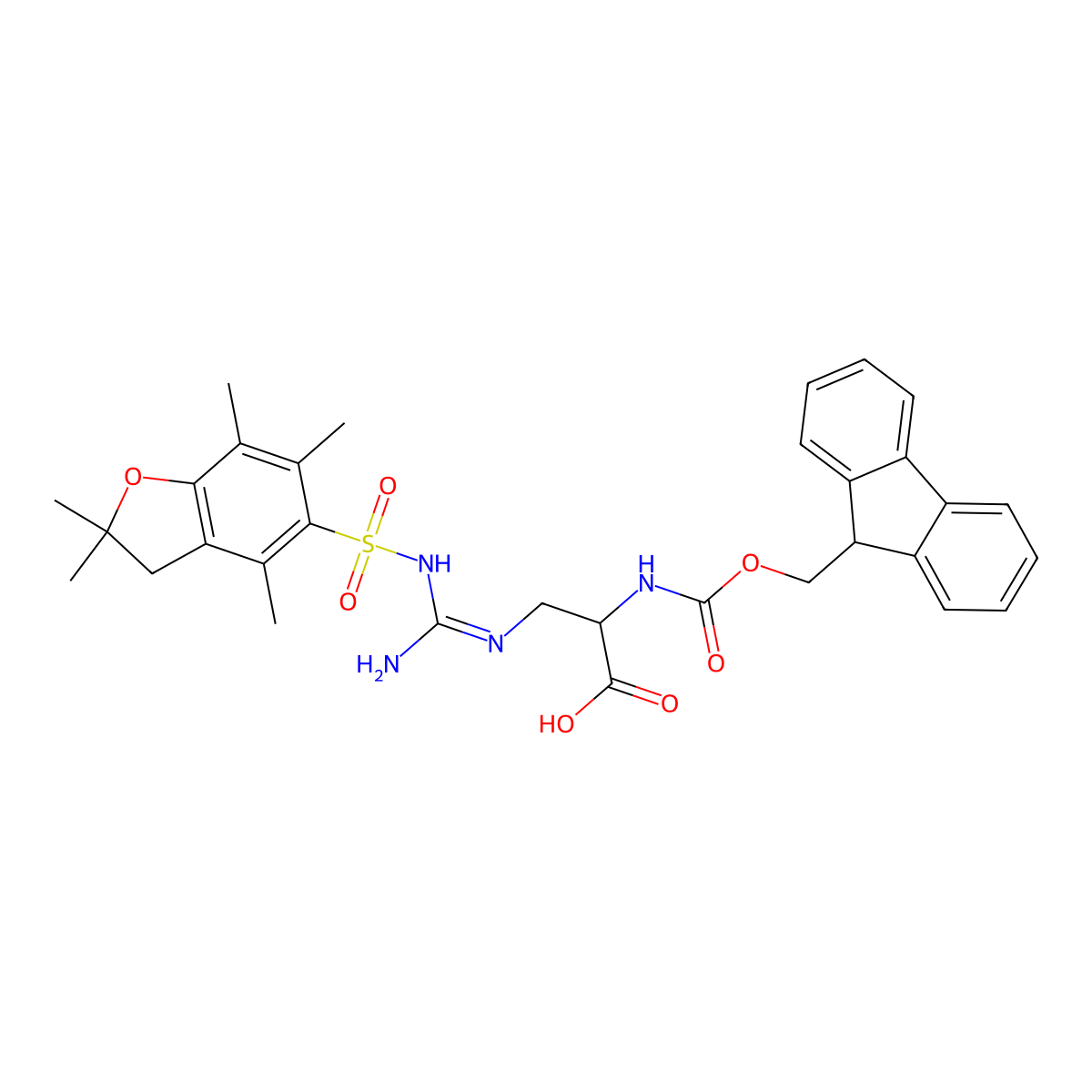 Fmoc-D-(3,(Pbf)Guanidino)-Ala-OH molecular structure, CAS 1313054-40-8