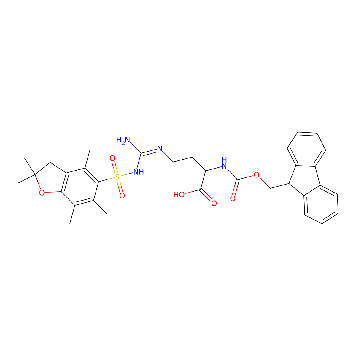 Fmoc-D-norArg(Pbf)-OH) molecular structure, CAS 1313054-59-9
