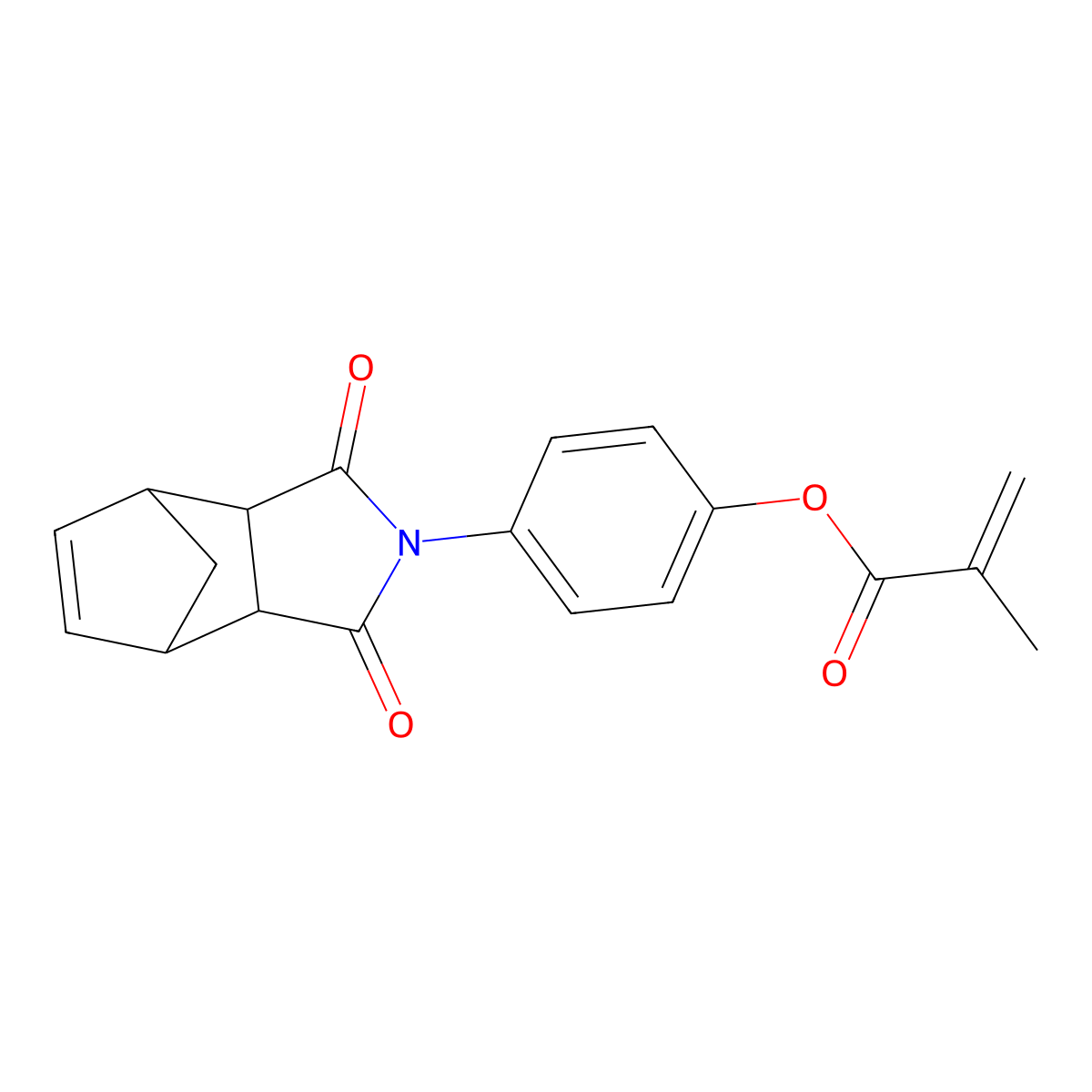 4-(1,3-dioxo-3a,4,7,7a-tetrahydro-1H-4,7-methanoisoindol-2(3H)-yl)phenyl methacrylate molecular structure, CAS 131317-32-3