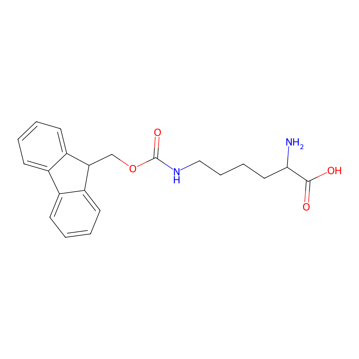 6-((((9H-Fluoren-9-yl)methoxy)carbonyl)amino)-2-aminohexanoic acid molecular structure, CAS 1313183-12-8