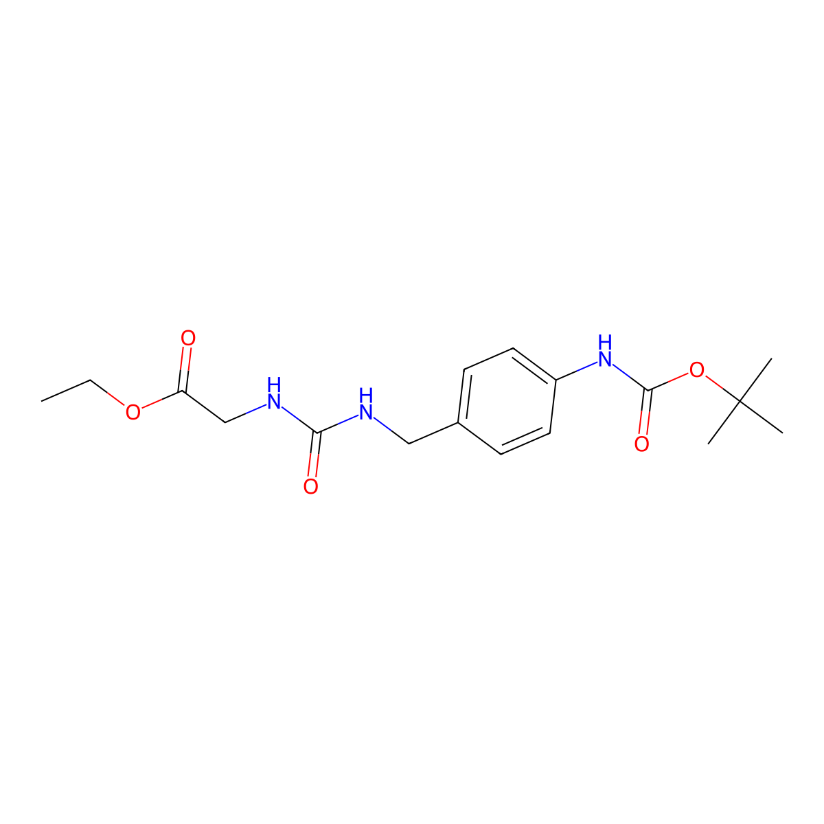 Ethyl 2-({[(4-{[(tert-butoxy)carbonyl]amino}phenyl)methyl]carbamoyl}amino)acetate molecular structure, CAS 1313213-01-2
