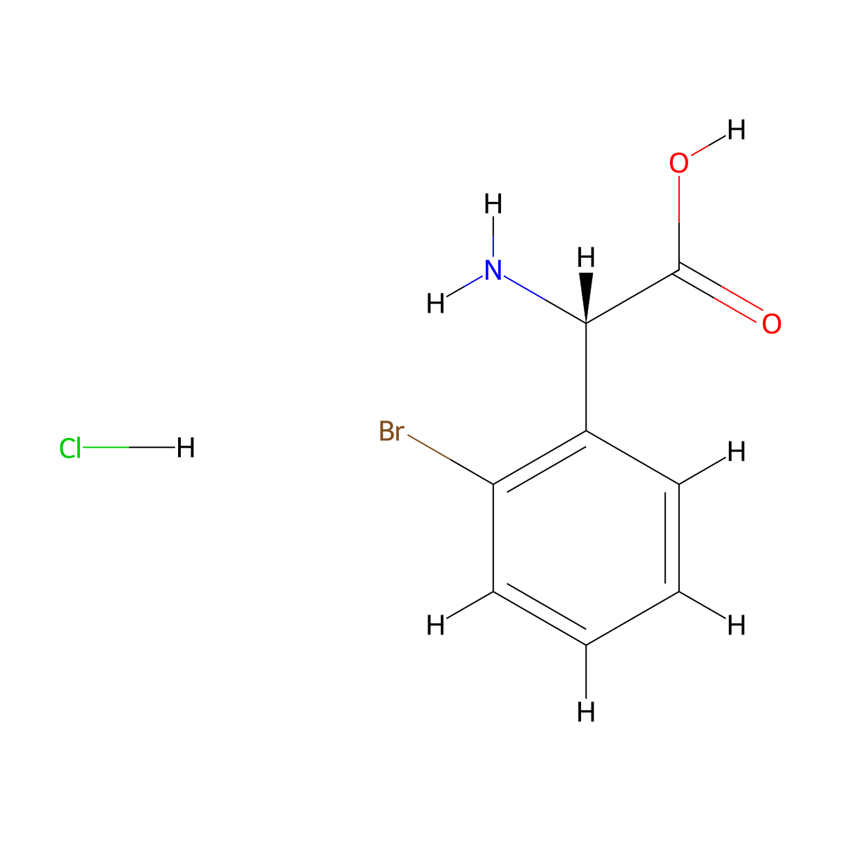 (S)-2-Amino-2-(2-bromophenyl)acetic acid hydrochloride molecular structure, CAS 1313219-33-8