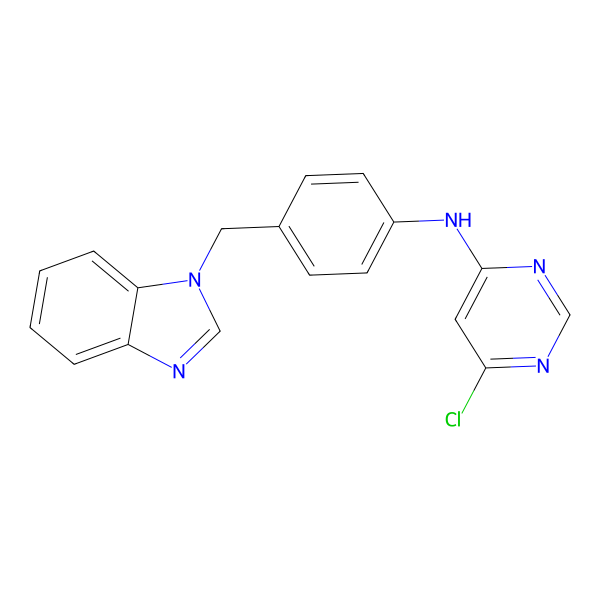 N-{4-[(1H-1,3-benzodiazol-1-yl)methyl]phenyl}-6-chloropyrimidin-4-amine molecular structure, CAS 1313220-19-7