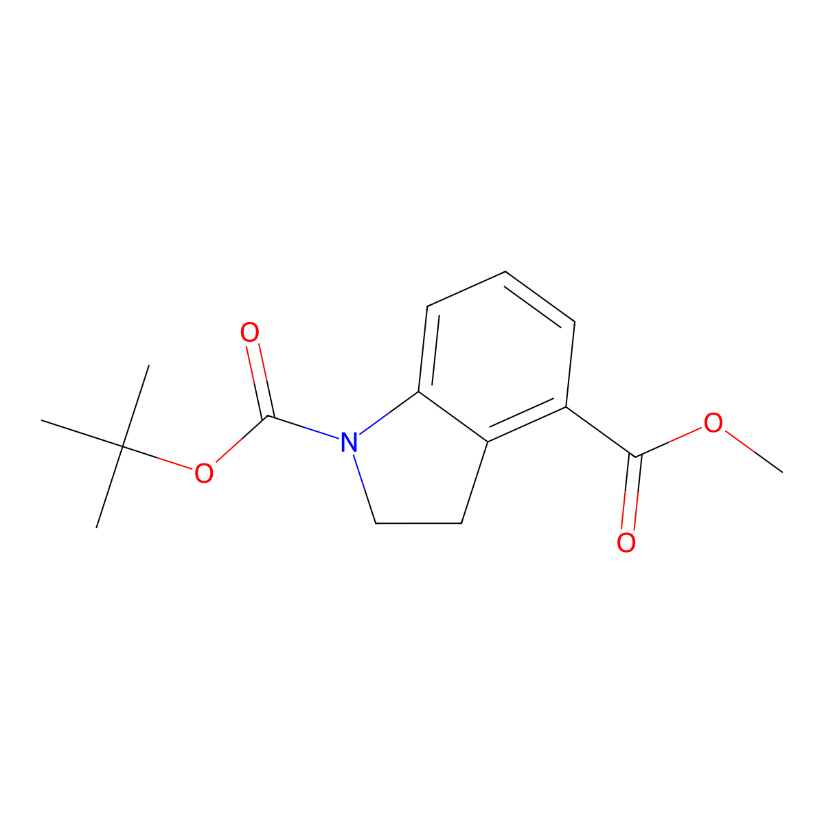 1-Tert-butyl 4-methyl indoline-1,4-dicarboxylate molecular structure, CAS 1313237-54-5