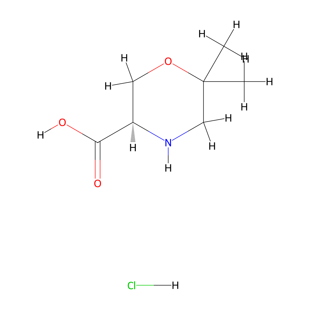 (R)-6,6-Dimethyl-morpholine-3-carboxylic acid hydrochloride molecular structure, CAS 1313277-22-3
