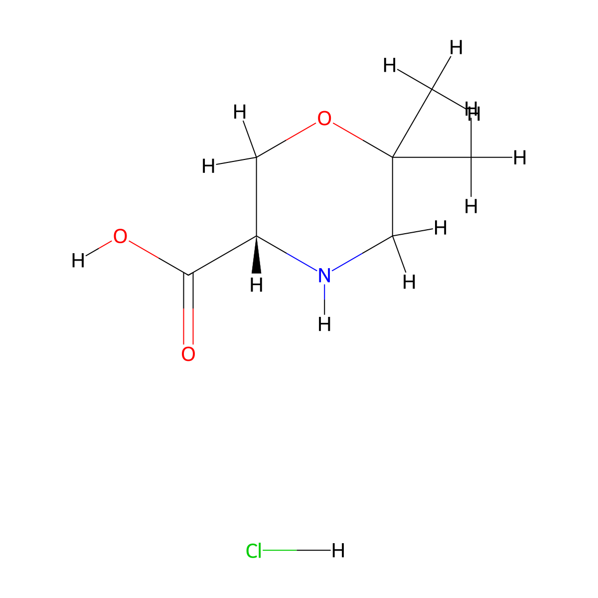 (S)-6,6-dimethylmorpholine-3-carboxylic acid hydrochloride molecular structure, CAS 1313277-24-5