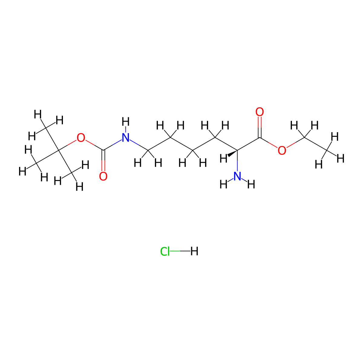 (R)-Ethyl 2-amino-6-((tert-butoxycarbonyl)amino)hexanoate hydrochloride molecular structure, CAS 1313278-02-2