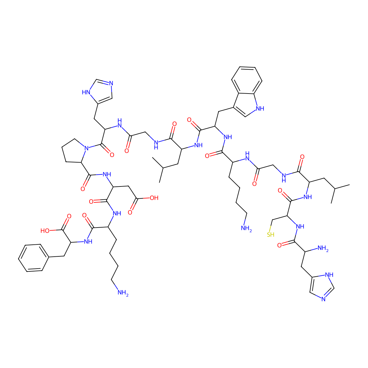 H-His-Cys-Leu-Gly-Lys-Trp-Leu-Gly-His-Pro-Asp-Lys-Phe-OH molecular structure, CAS 131334-43-5