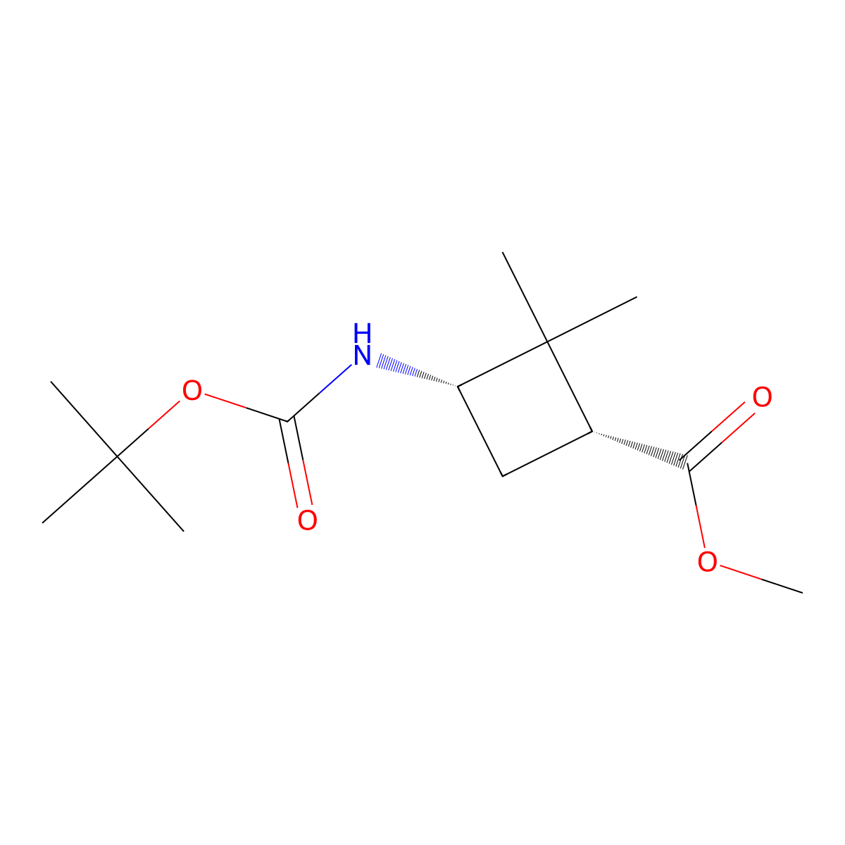 Methyl cis-3-(boc-amino)-2,2-dimethylcyclobutanecarboxylate molecular structure, CAS 1313358-57-4